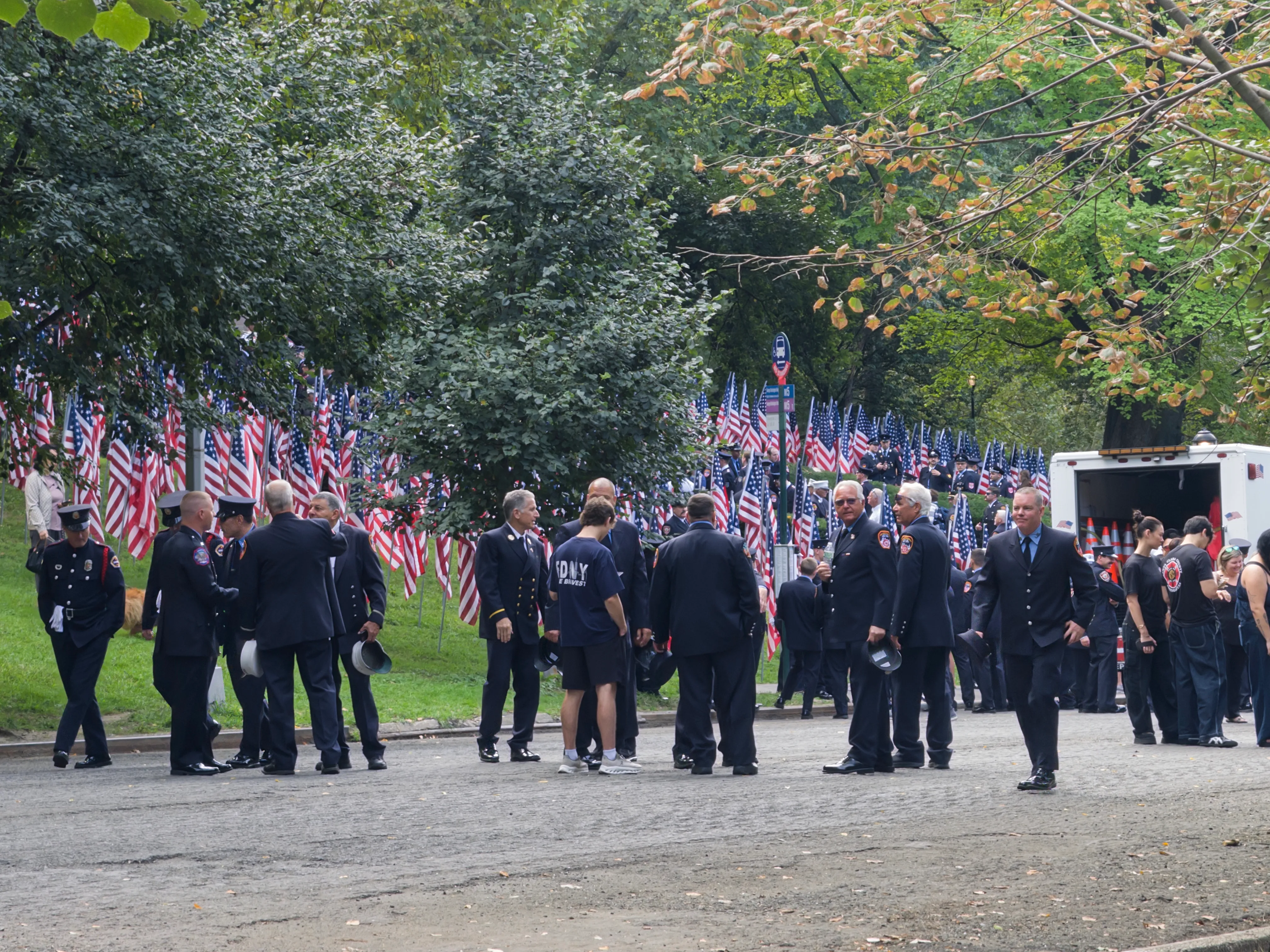 Firefighters gathering on Riverside Drive on Sept 11, 2026