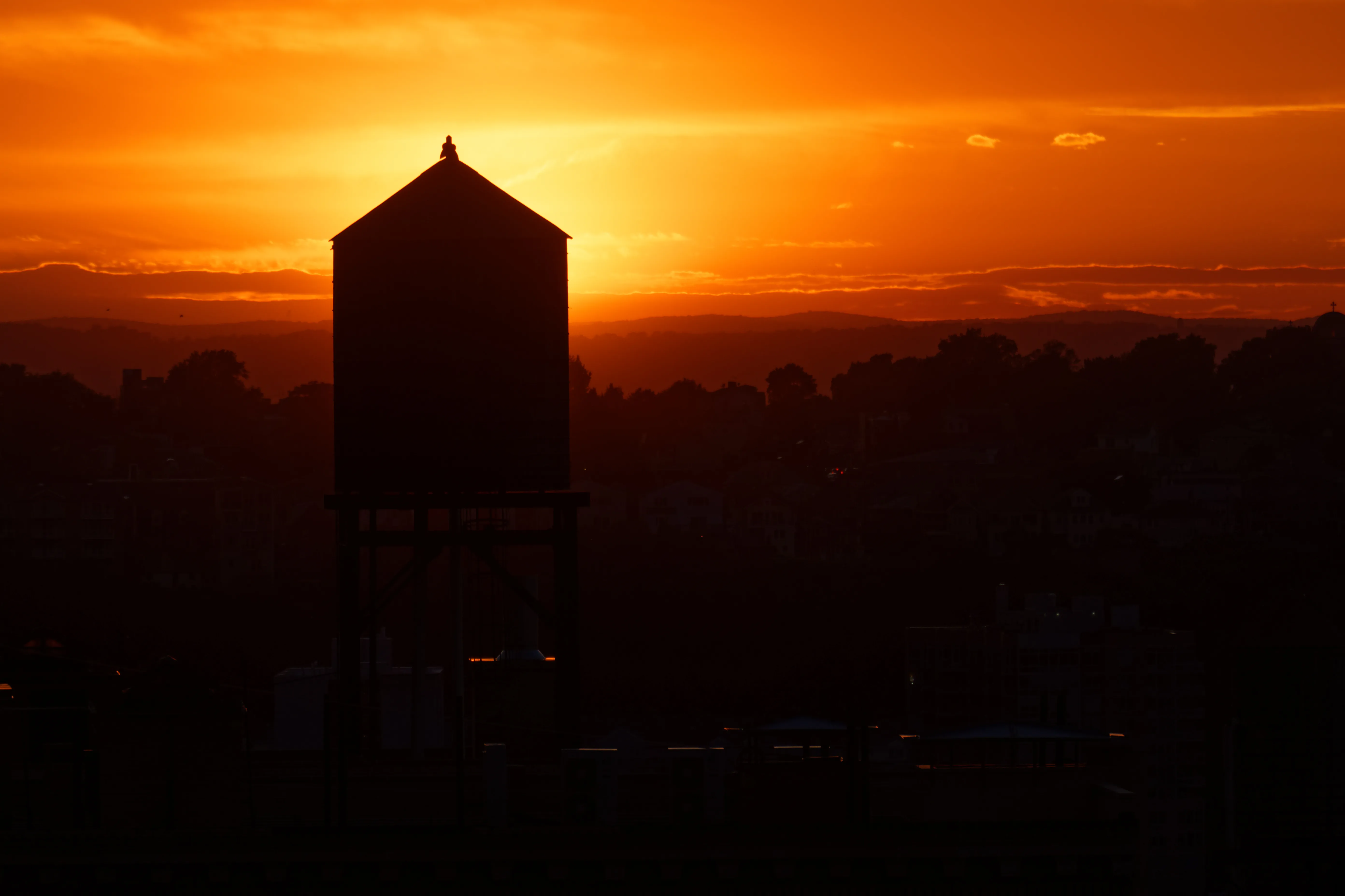 Water Tower On Fire